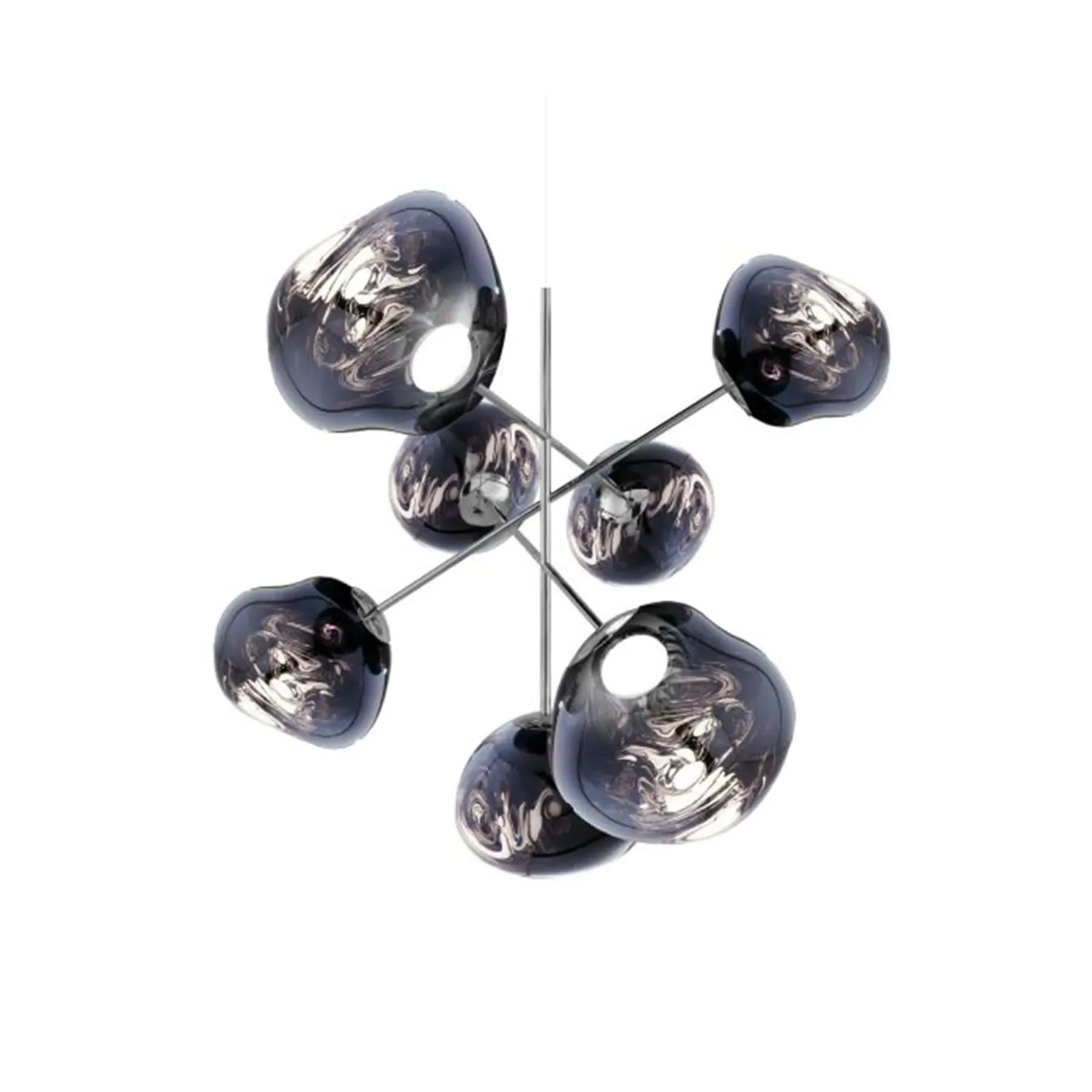 Large LED Chandelier with 7 Orbs - Smoke Glass