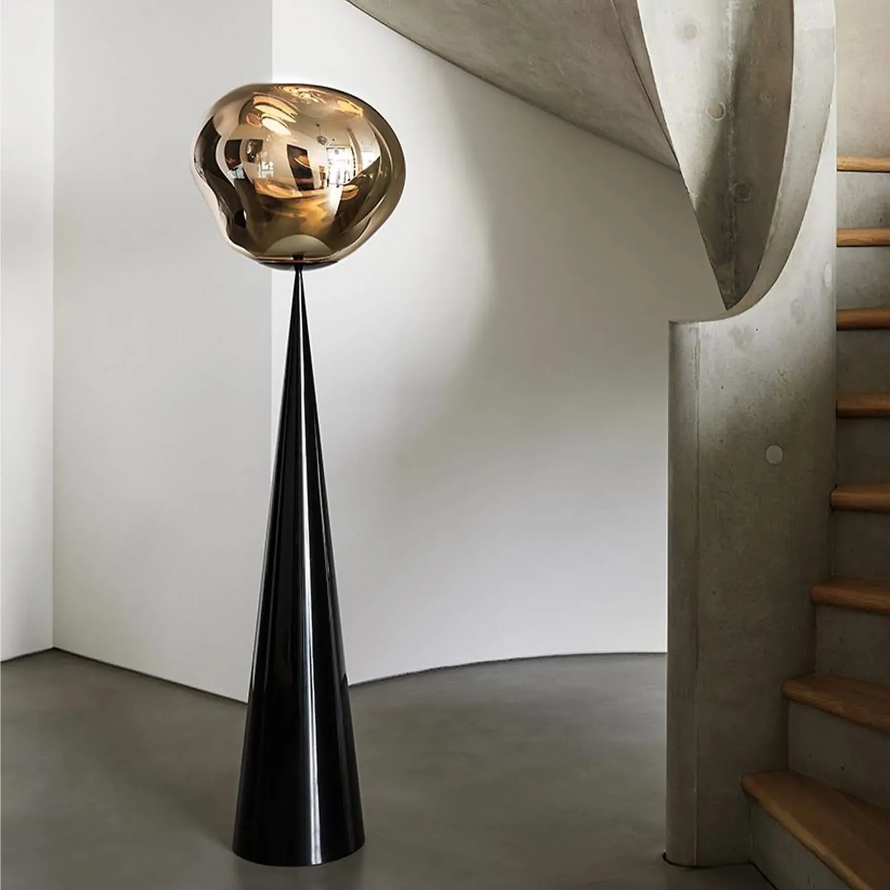 Melt LED Cone Fat Floor Light - Silver