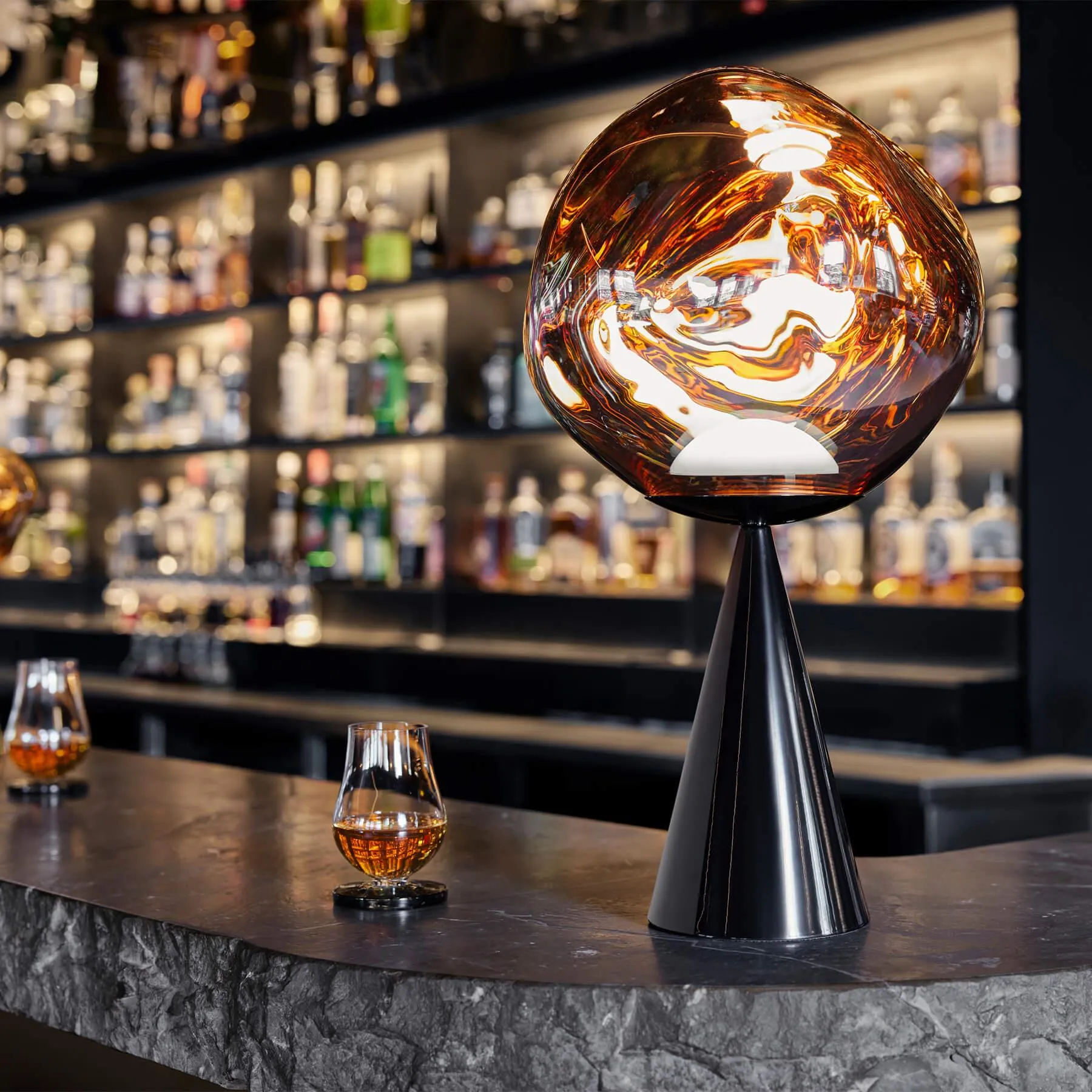 Melt LED Cone Fat Table Light - Silver