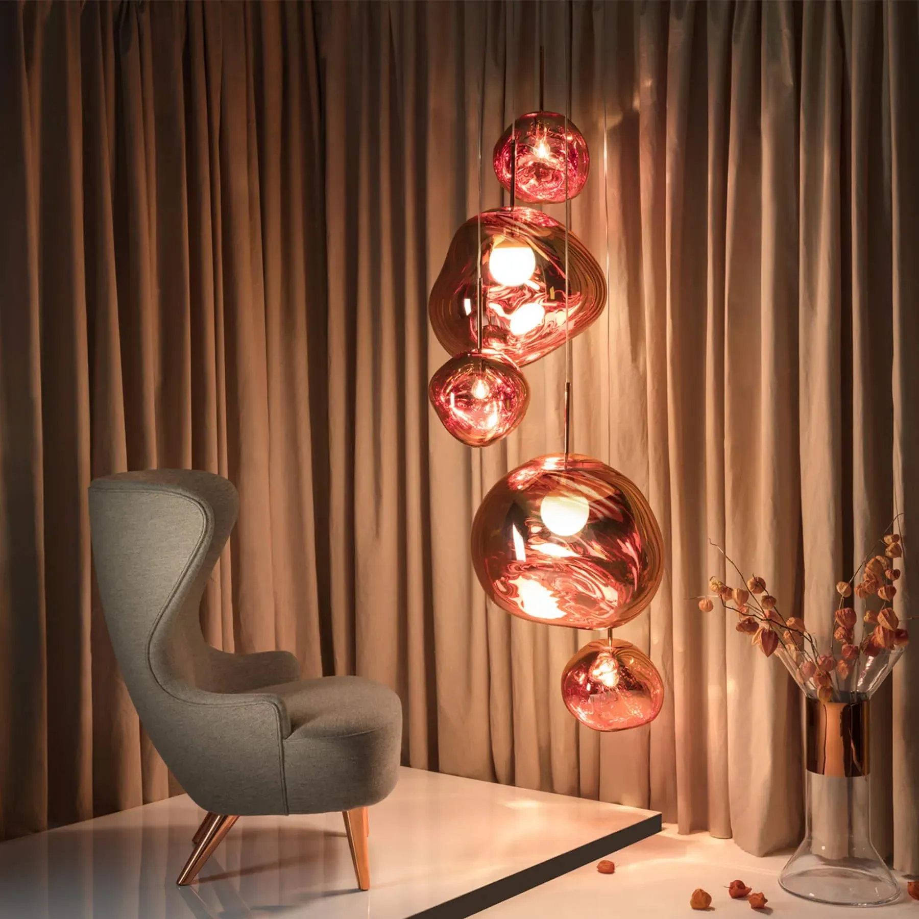 Melt Trio Round LED Pendant Light System - Chrome