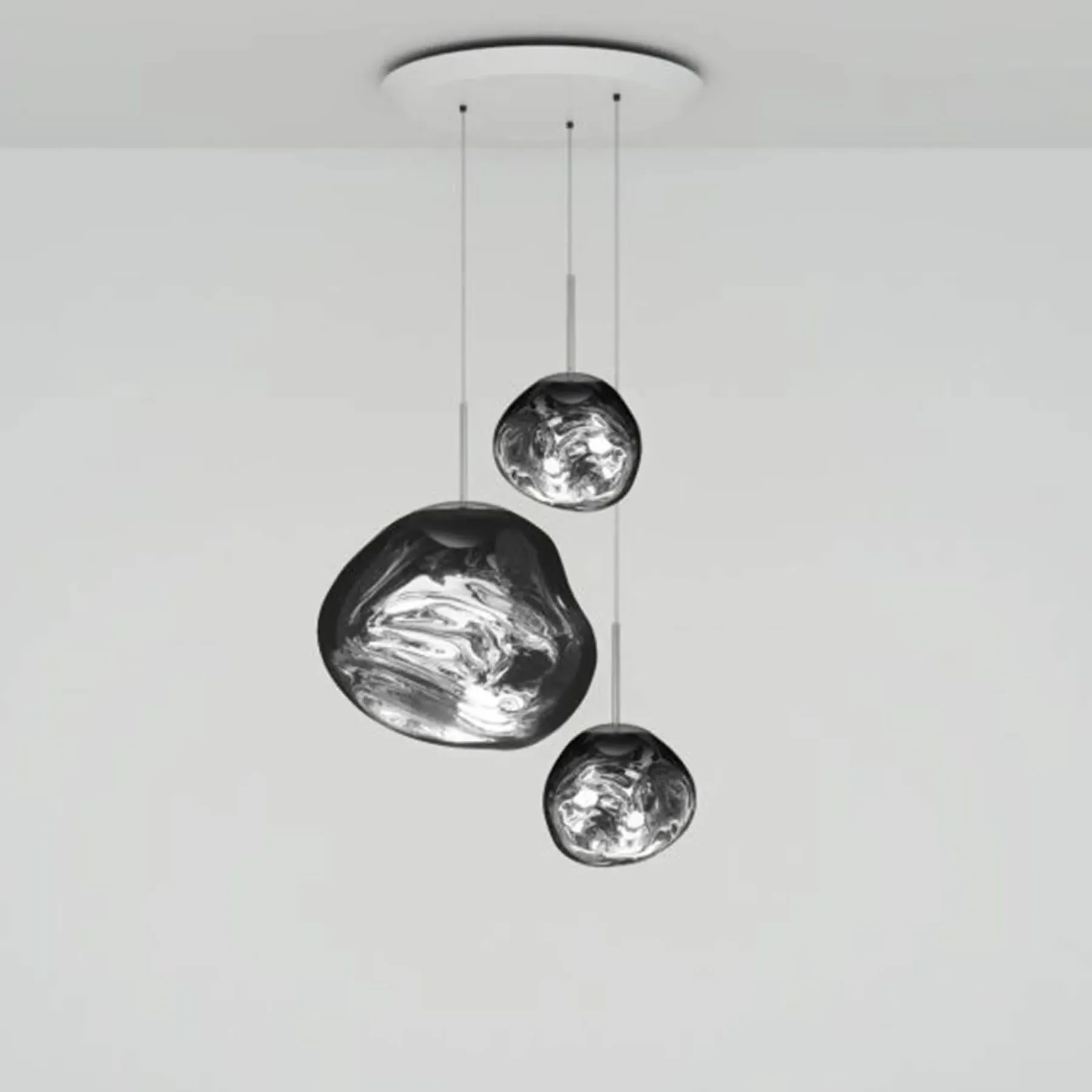 Melt Trio Round LED Pendant Light System - Chrome