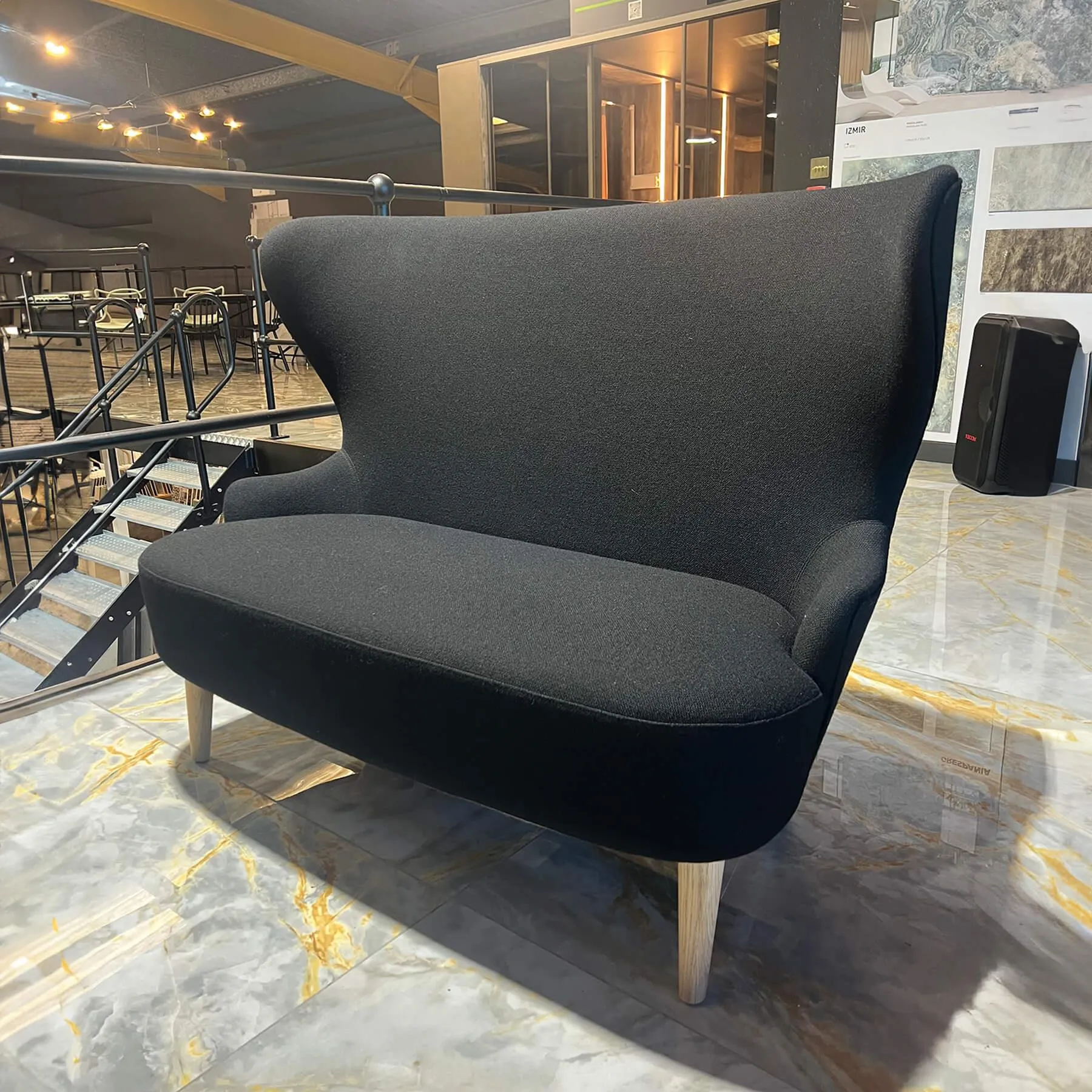 Micro Wingback Sofa with Pocket Springs - Black