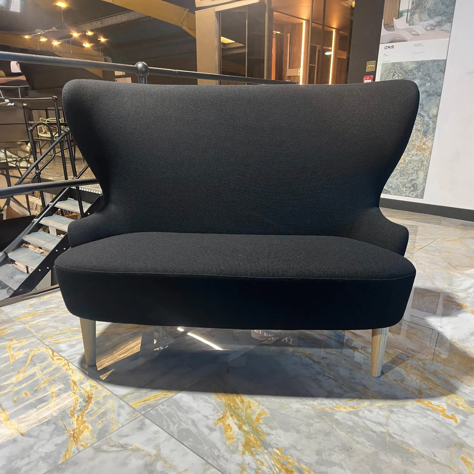 Micro Wingback Sofa with Pocket Springs - Black