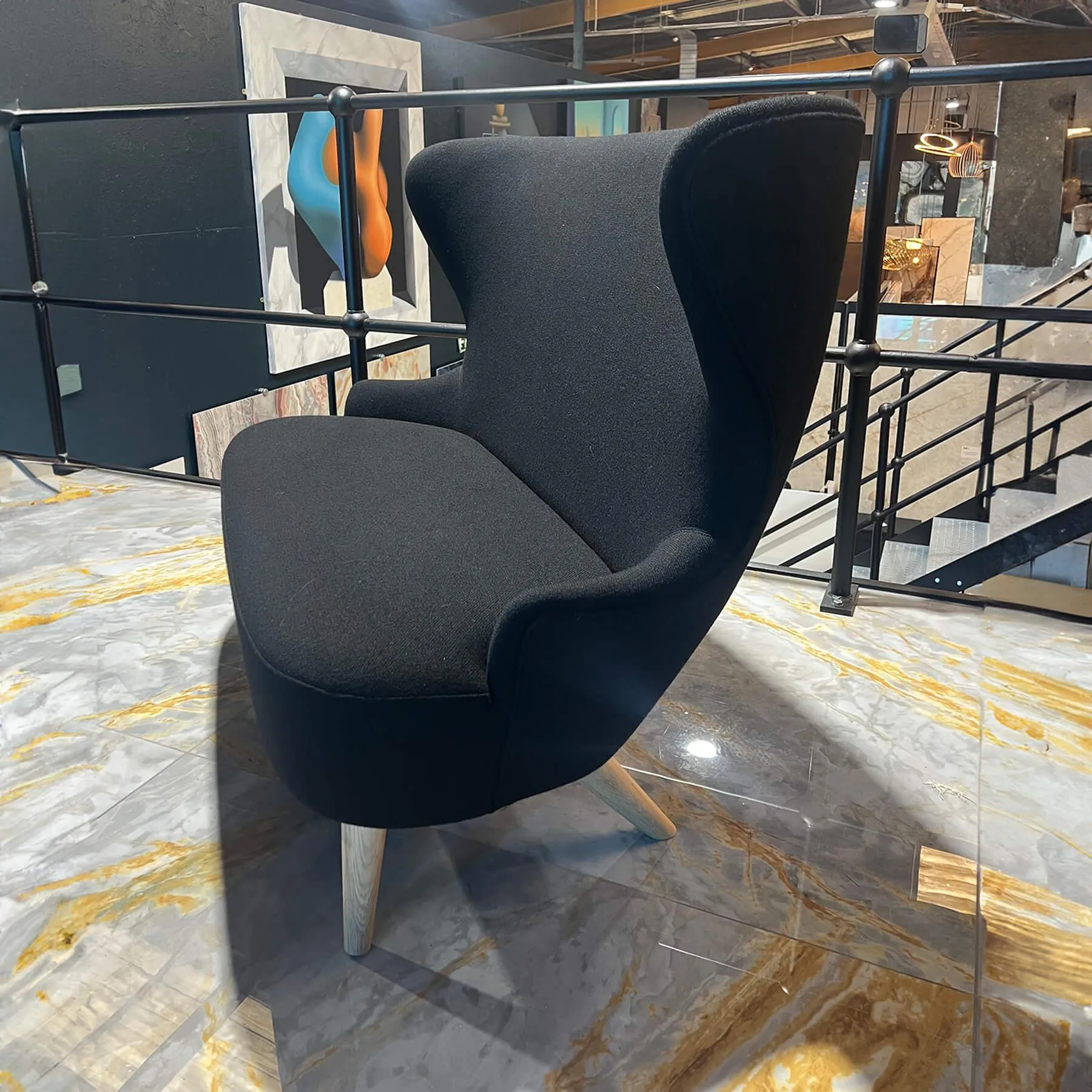 Micro Wingback Sofa with Pocket Springs - Black