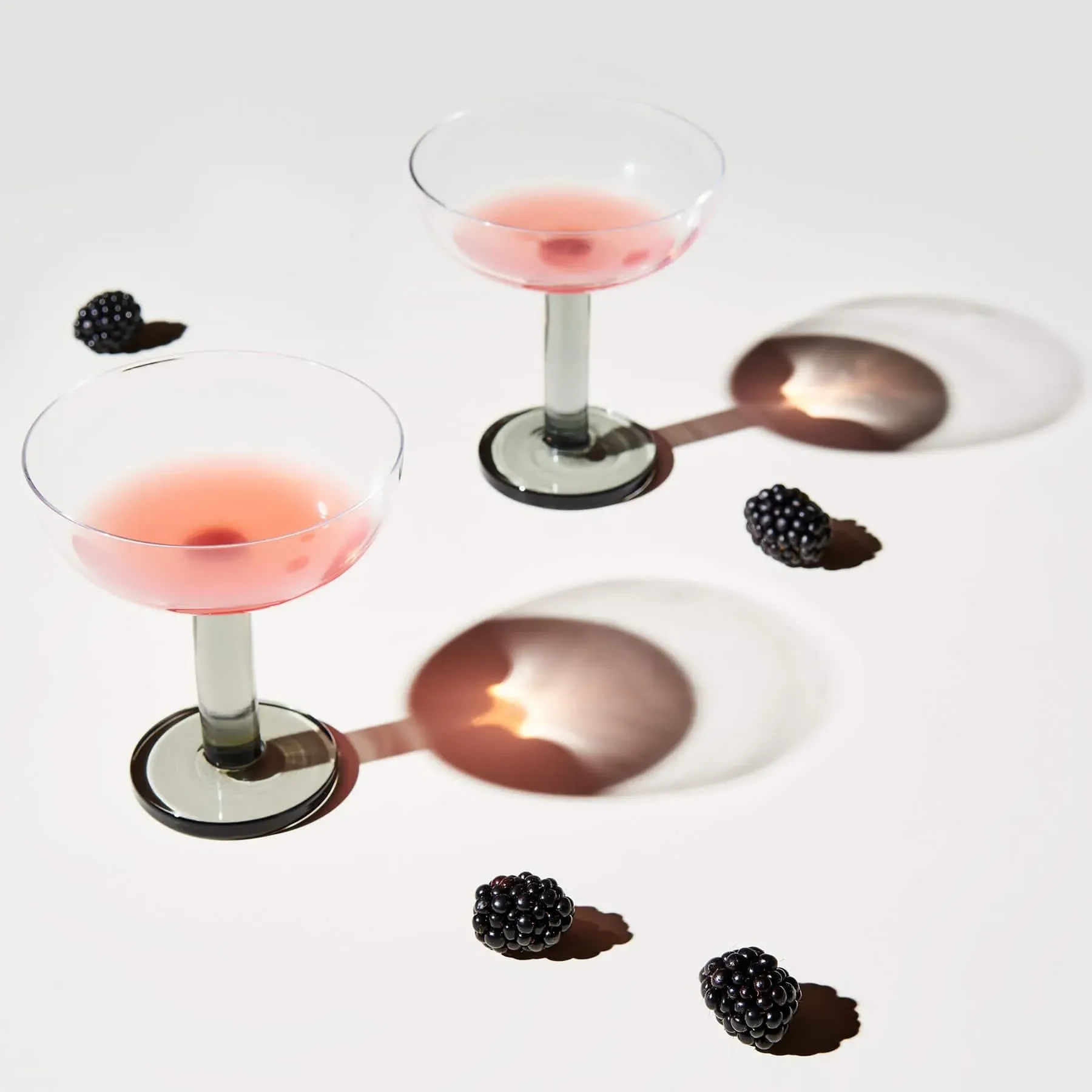 Set of 2 Coupe Glasses - Smoke, Mouth-Blown Glass