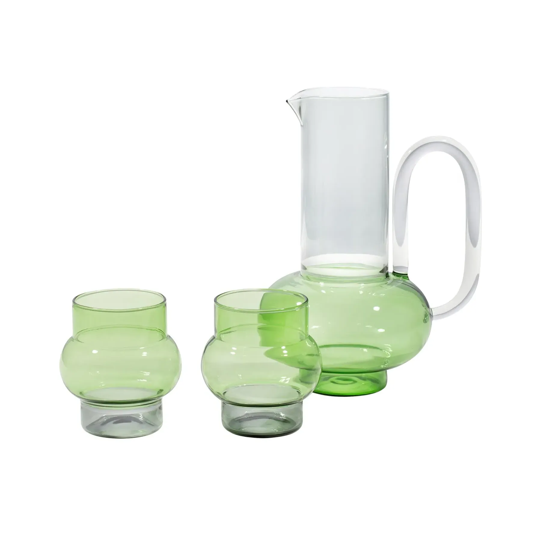 Set of 2 Tall Glasses - Green, Borosilicate