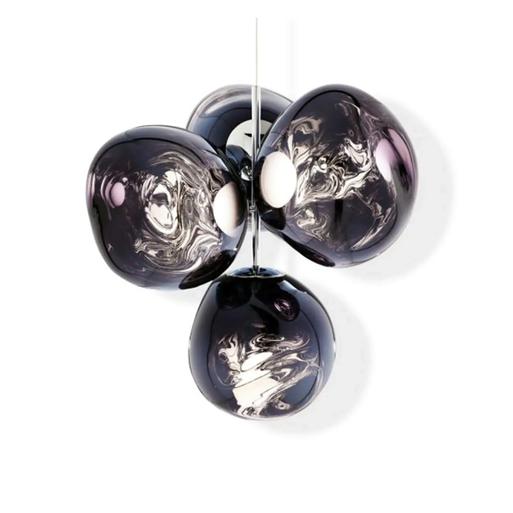 Small LED Chandelier with 7 Orbs - Smoke Glass image