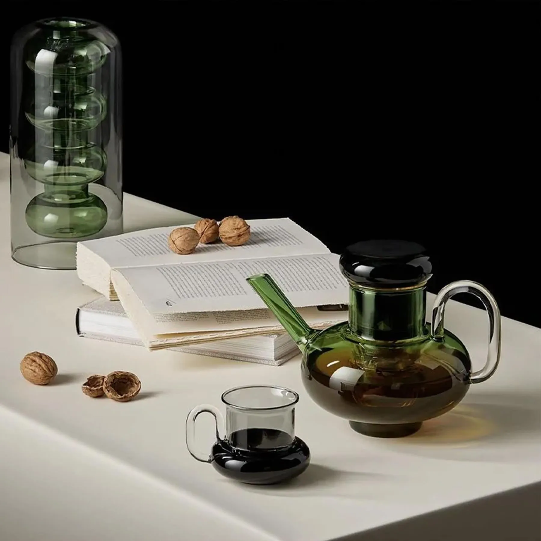 Tea Pot - Green, Borosilicate Glass