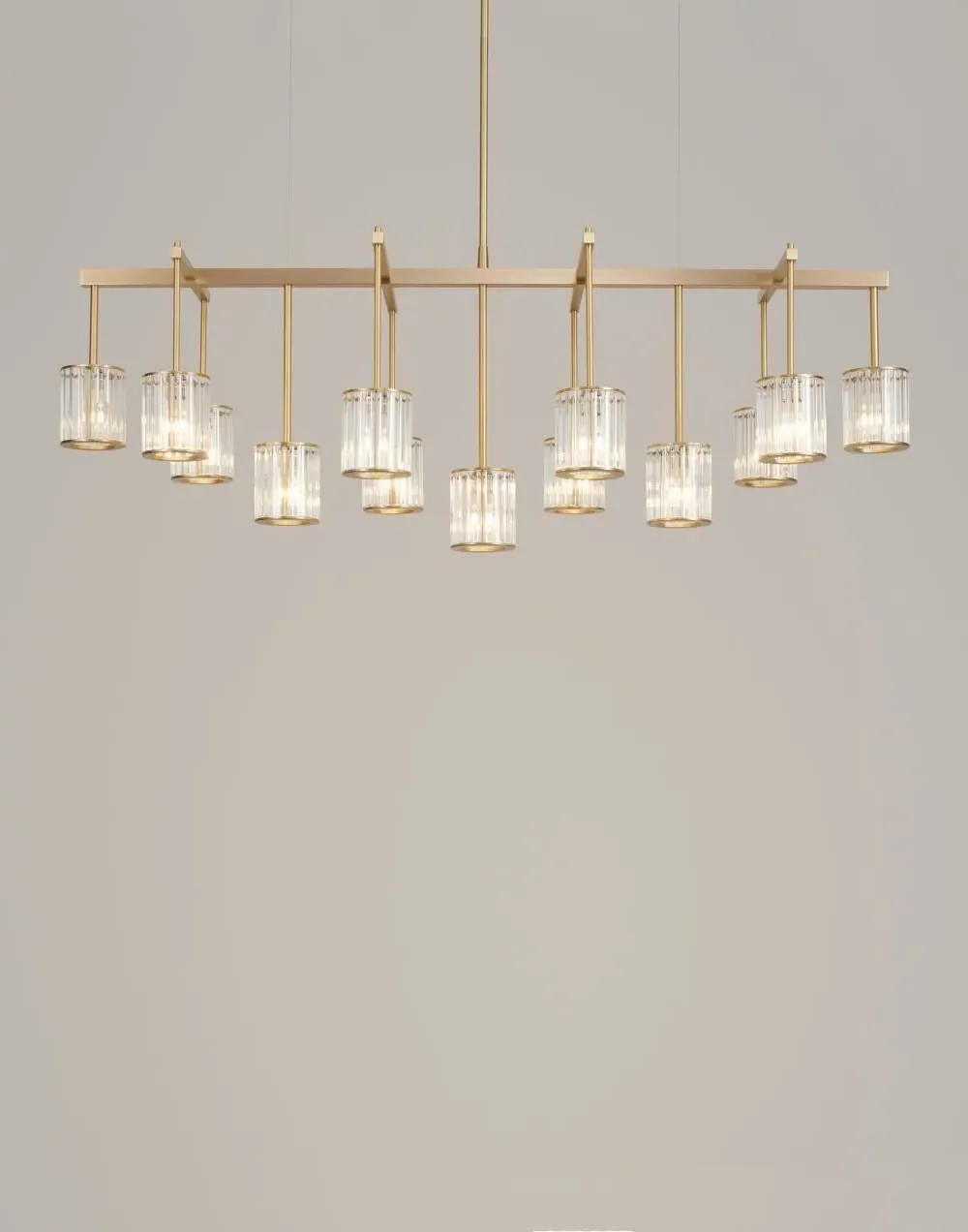 13-Light Beam Chandelier - Smoke, Brass