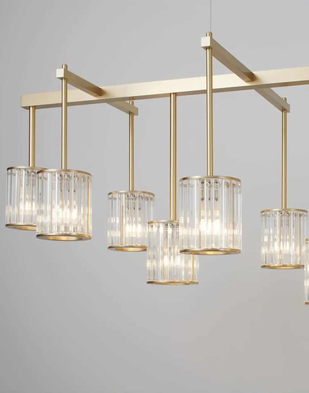 13-Light Beam Chandelier - Smoke, Brass