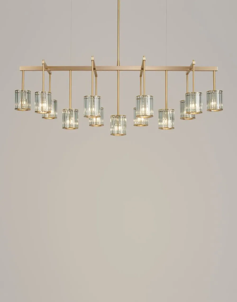 13-Light Beam Chandelier - Smoke, Brass