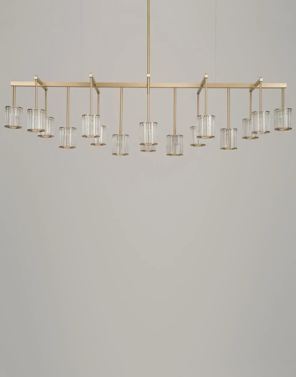 16-Arm Flute Beam Chandelier - Clear, Brass image