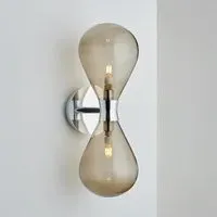 Cintola Twin Wall Light - Polished Aluminium, Bronze Glass