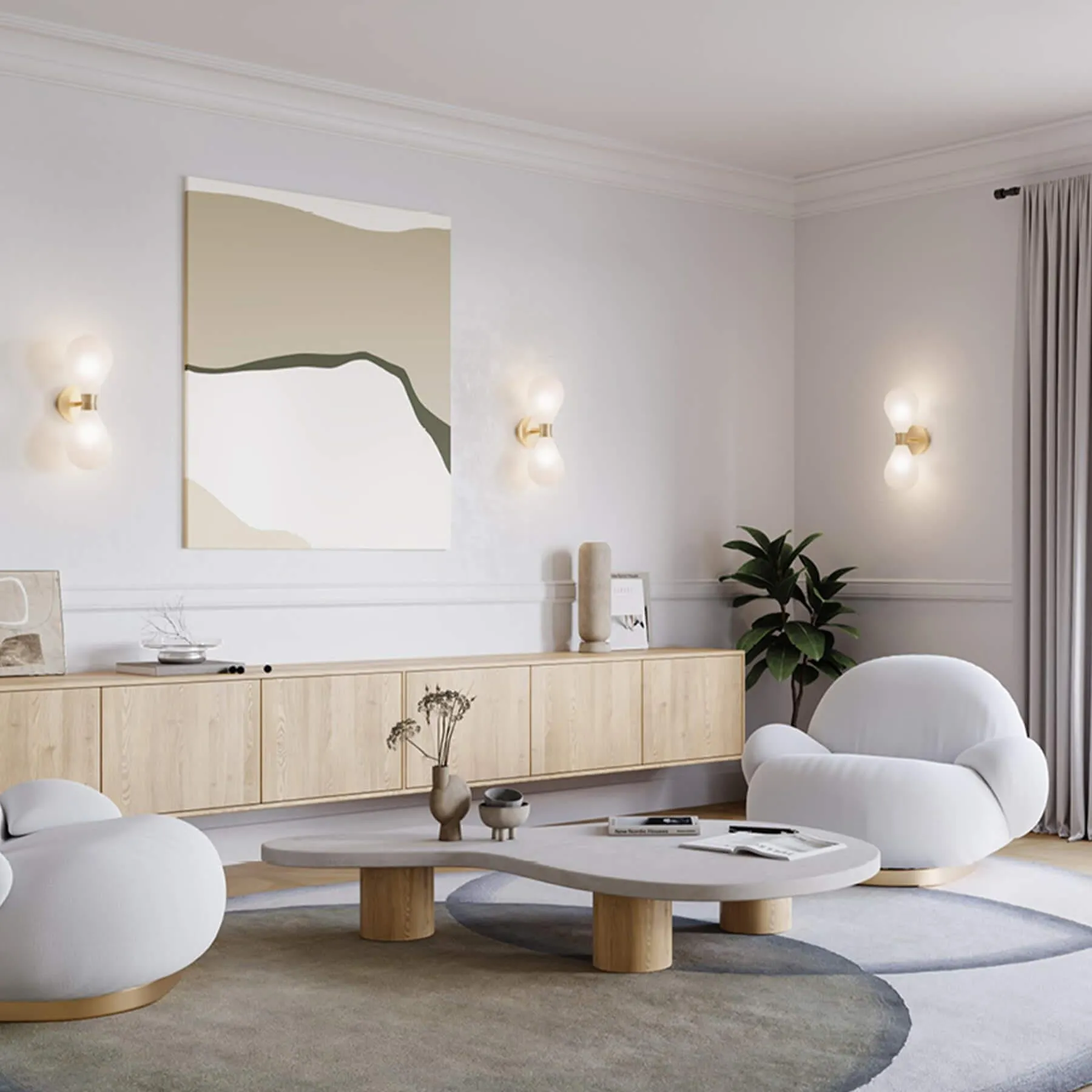 Cintola Twin Wall Light - Polished Aluminium, Frosted Glass