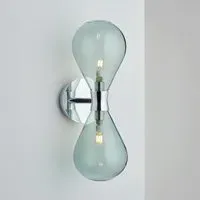 Cintola Twin Wall Light - Polished Aluminium, Smoke Grey