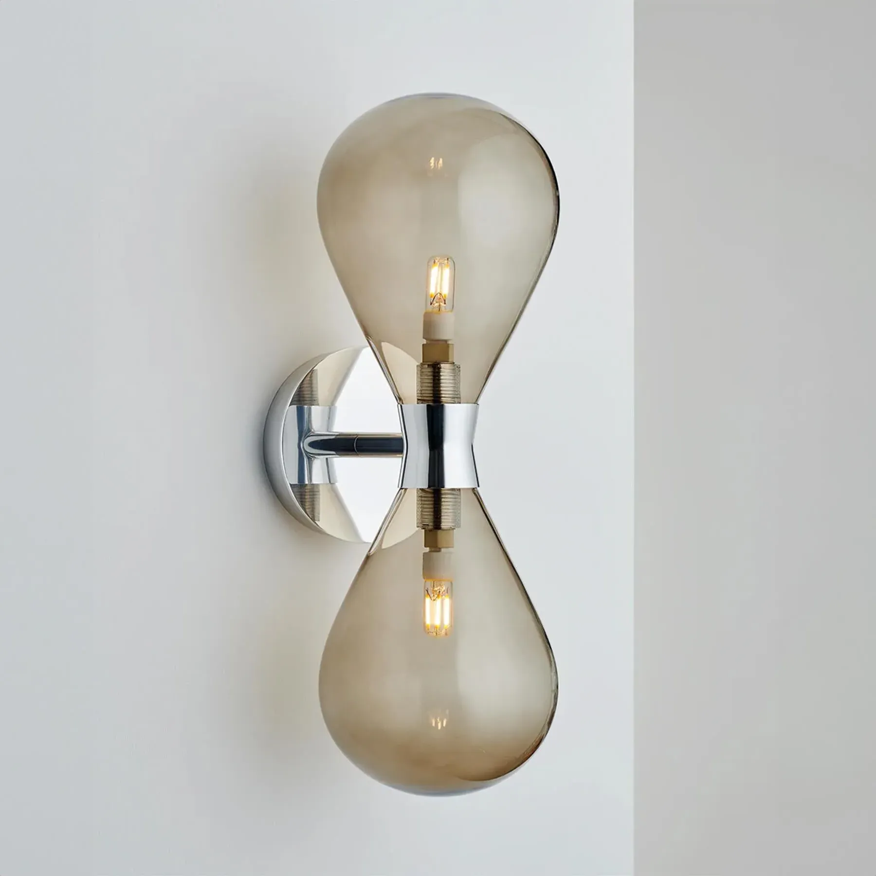 Cintola Twin Wall Light - Satin Bronze, Bronze Glass