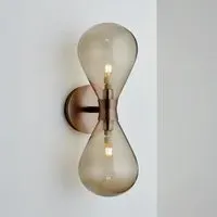 Cintola Twin Wall Light - Satin Bronze, Bronze Glass