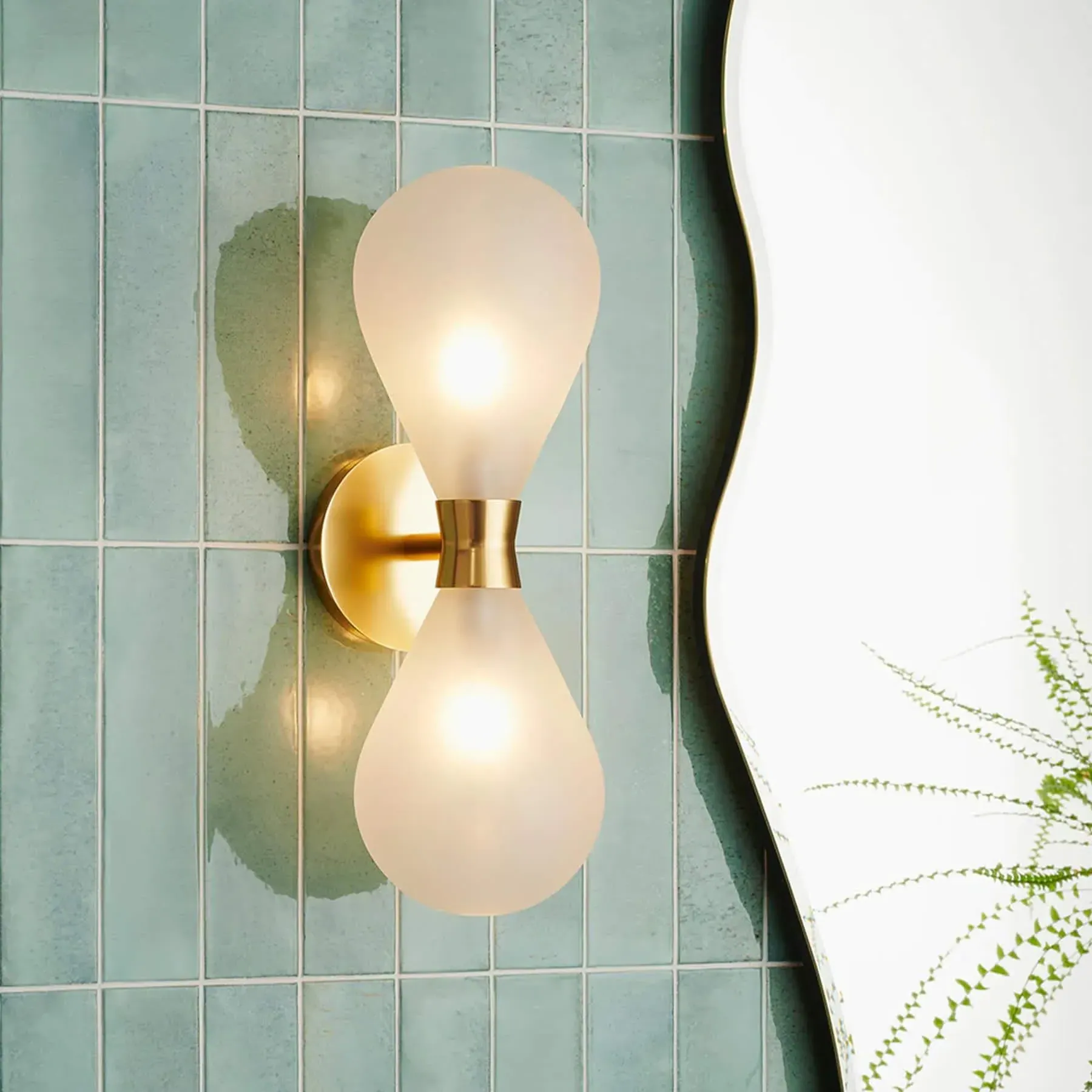 Cintola Twin Wall Light - Satin Bronze, Frosted Glass