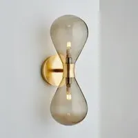 Cintola Twin Wall Light - Satin Gold, Bronze Glass