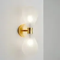 Cintola Twin Wall Light - Satin Gold, Frosted Glass
