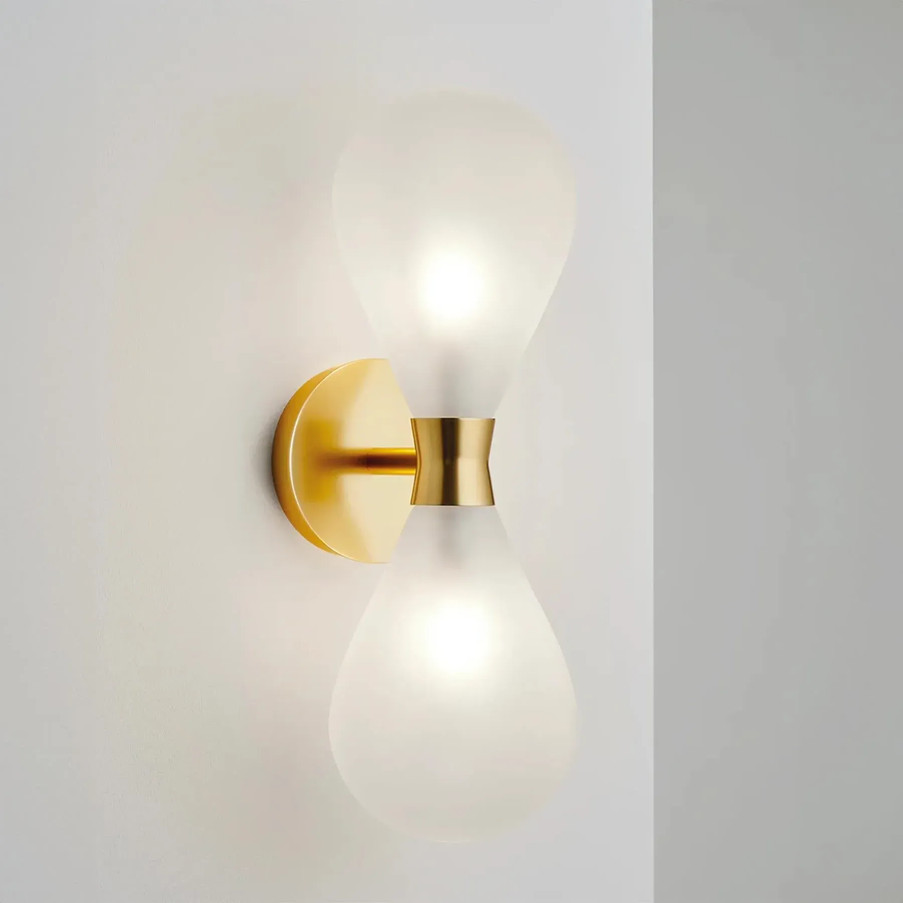 Cintola Twin Wall Light - Satin Gold, Frosted Glass