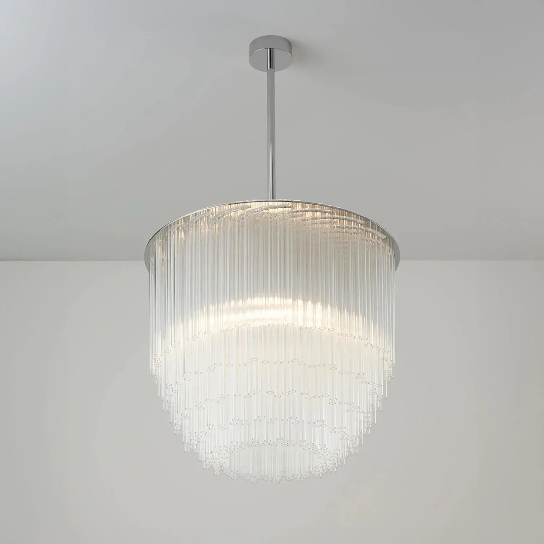 Disc Chandelier - Brushed Nickel, Glass