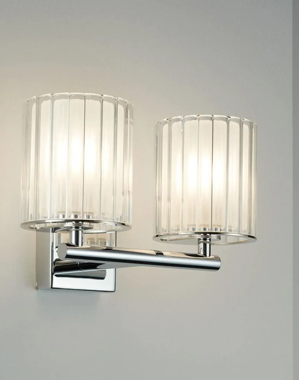 Double Wall Light with Diffuser - Chrome, Glass