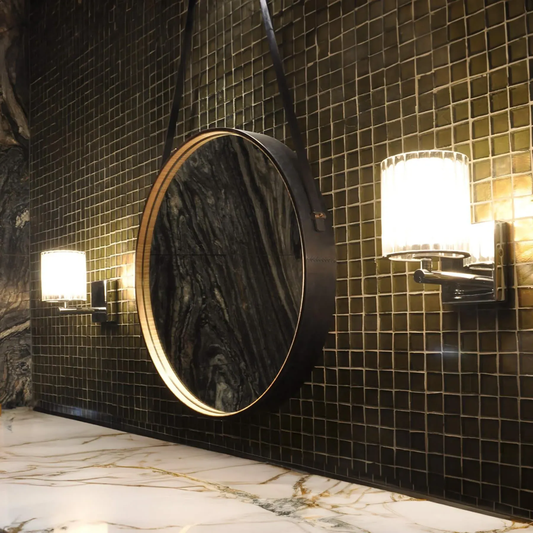 Double Wall Light with Diffuser - Gold, Glass