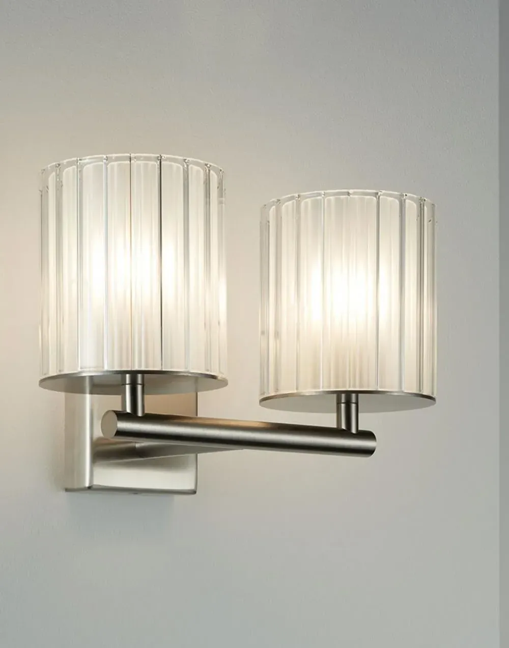 Double Wall Light with Diffuser - Nickel, Glass