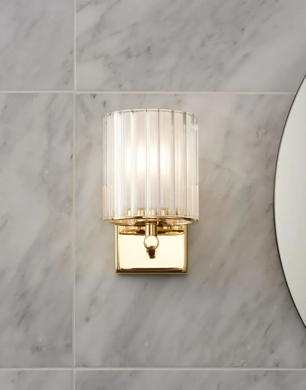 Flute Bathroom Wall Light - Polished Chrome