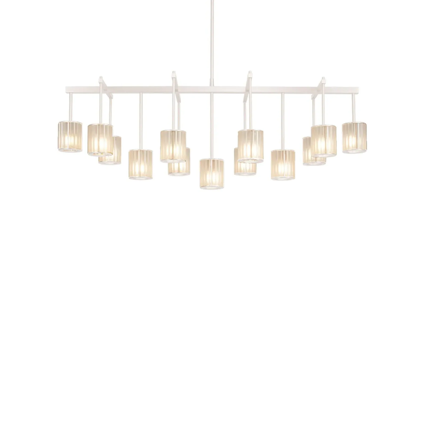 Flute Beam 13-Light Chandelier - Frosted