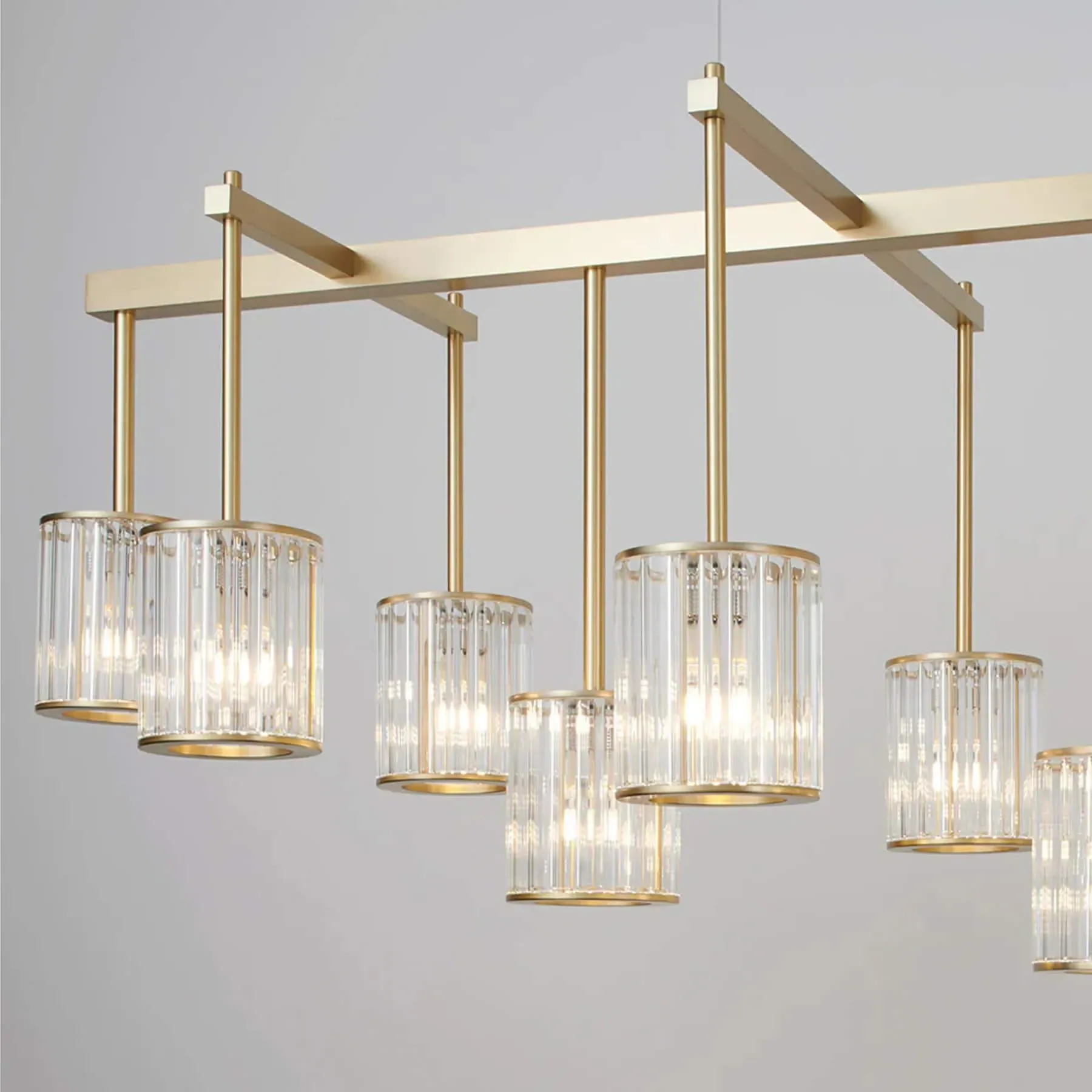 Flute Beam 16-Light Chandelier - Frosted