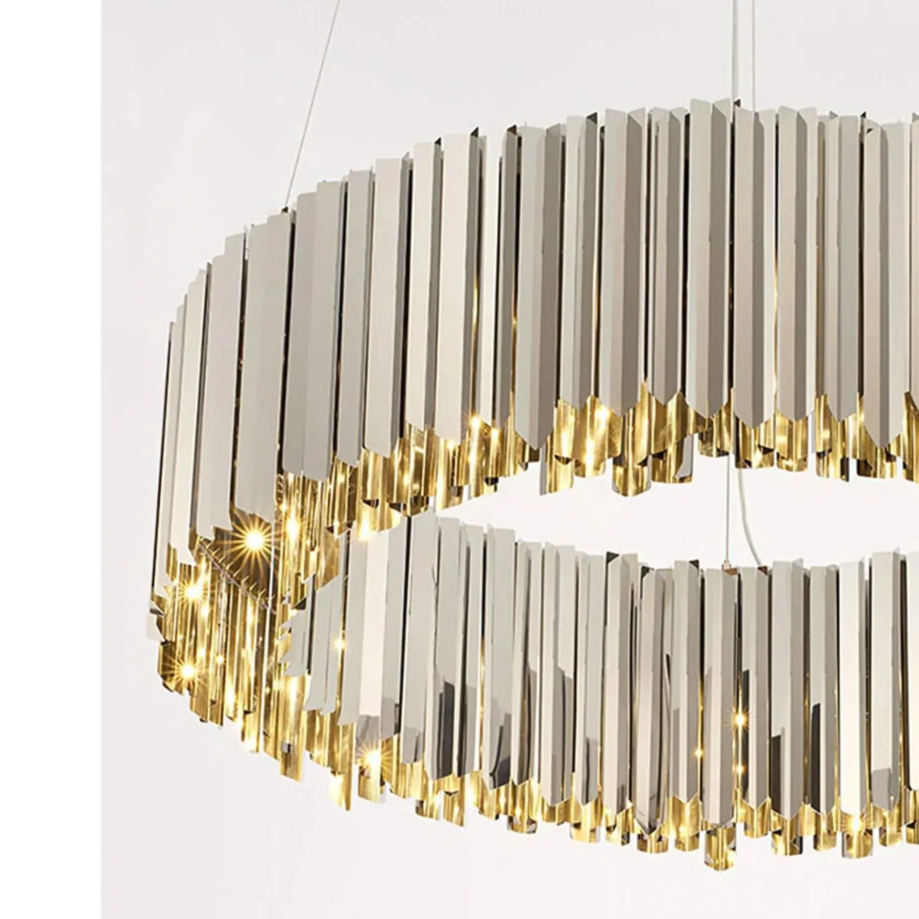 Large Facet Chandelier with LED - Polished Gold