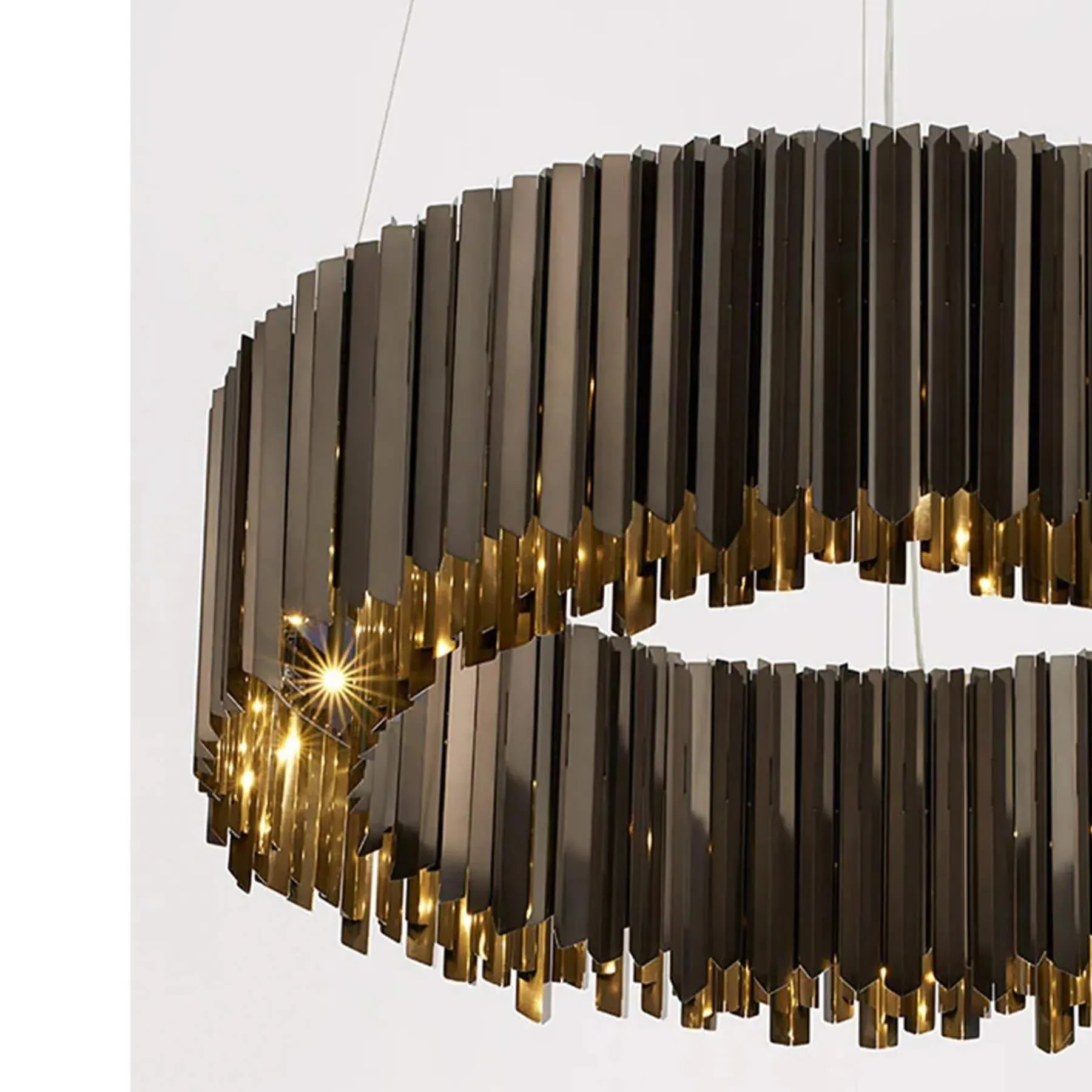 Large Facet Chandelier with LED - Satin Bronze