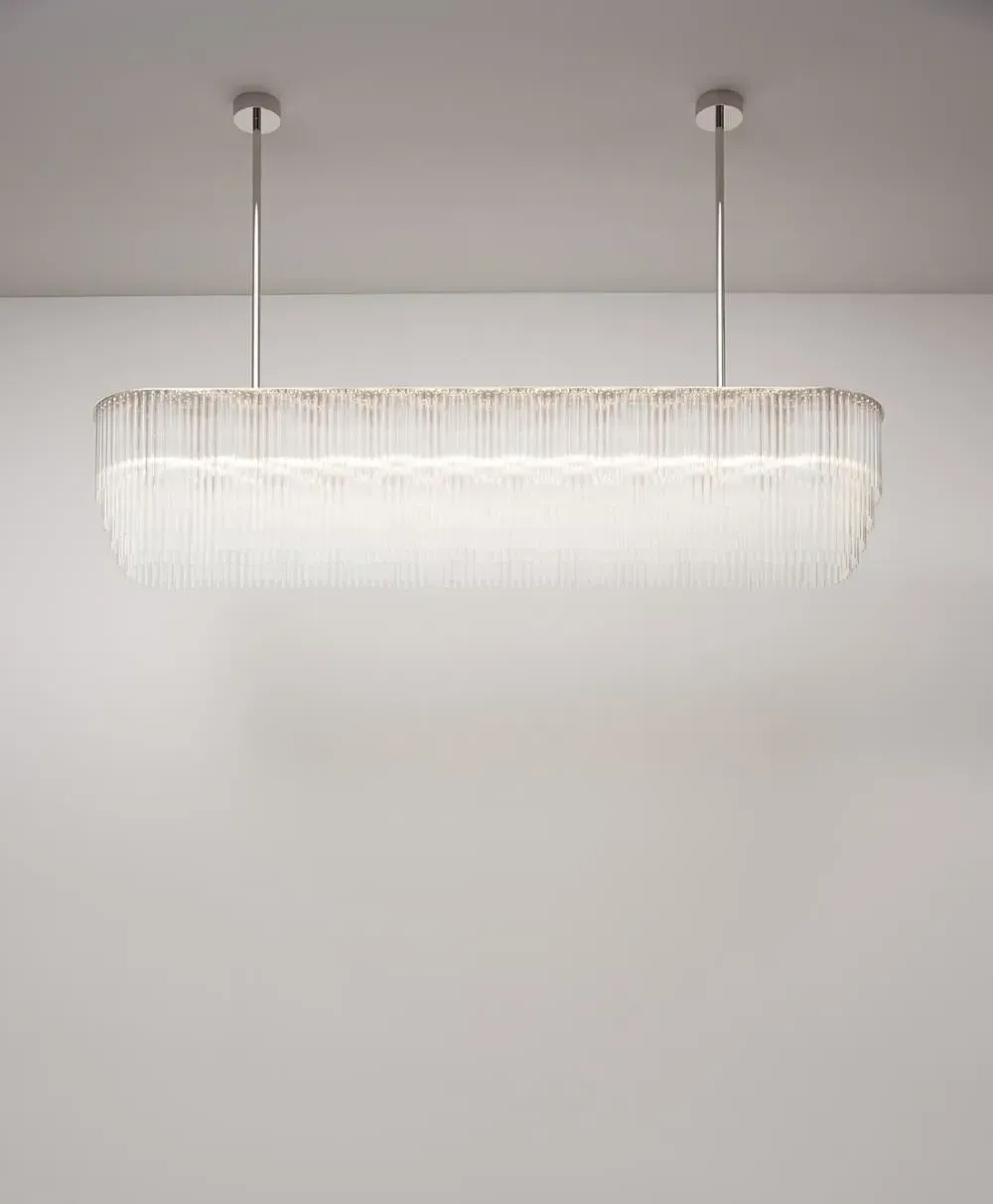 Linear Chandelier with Tiered Glass - Metal