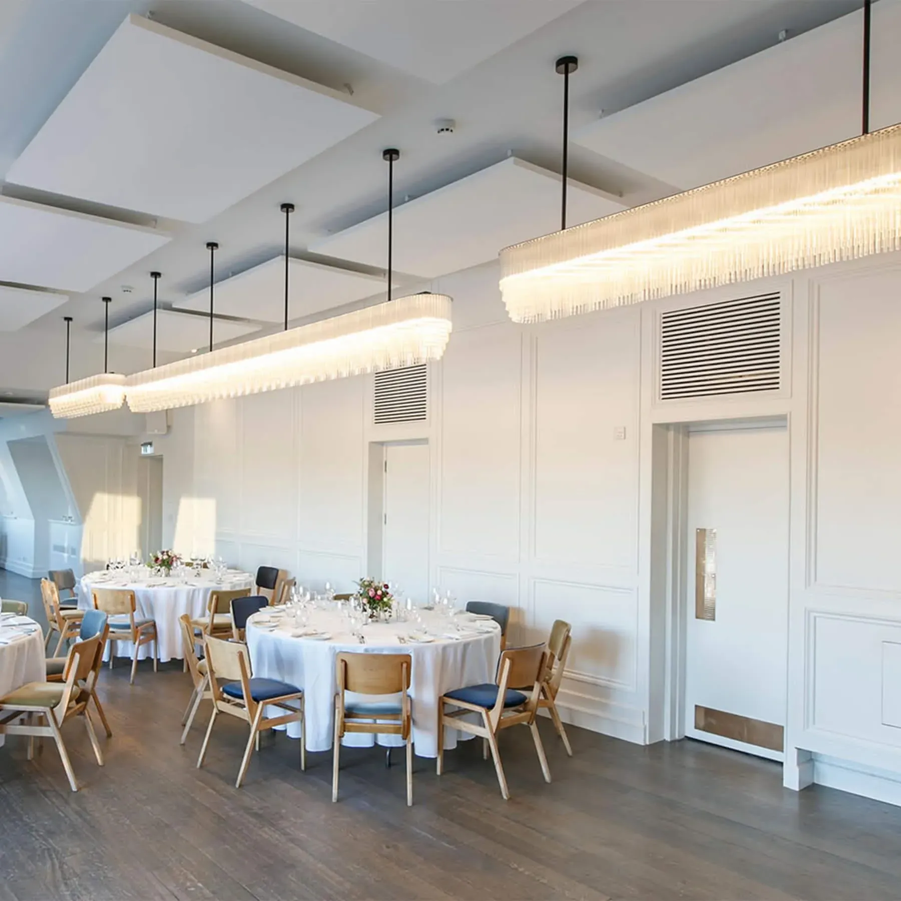 Linear Chandelier with Tiered Glass - Metal