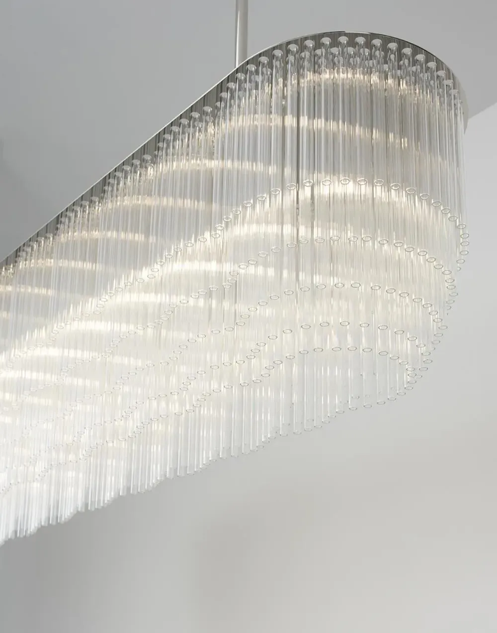Linear Chandelier with Tiered Glass - Metal