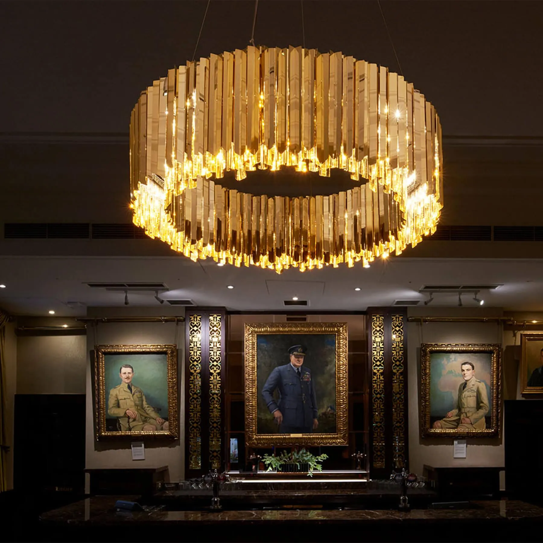 Medium Facet Chandelier with LED - Black Nickel