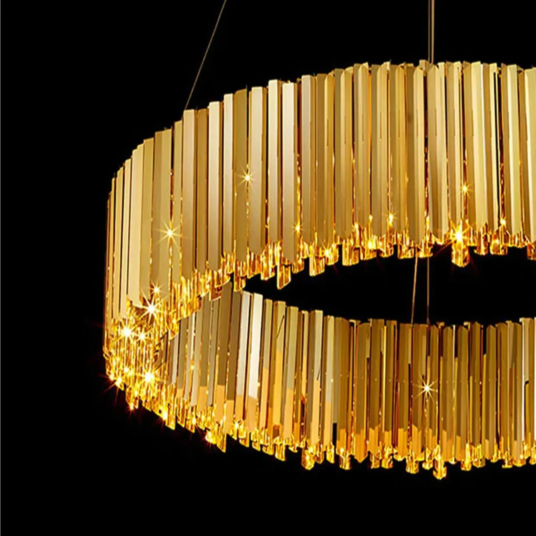 Medium Facet Chandelier with LED - Polished Gold
