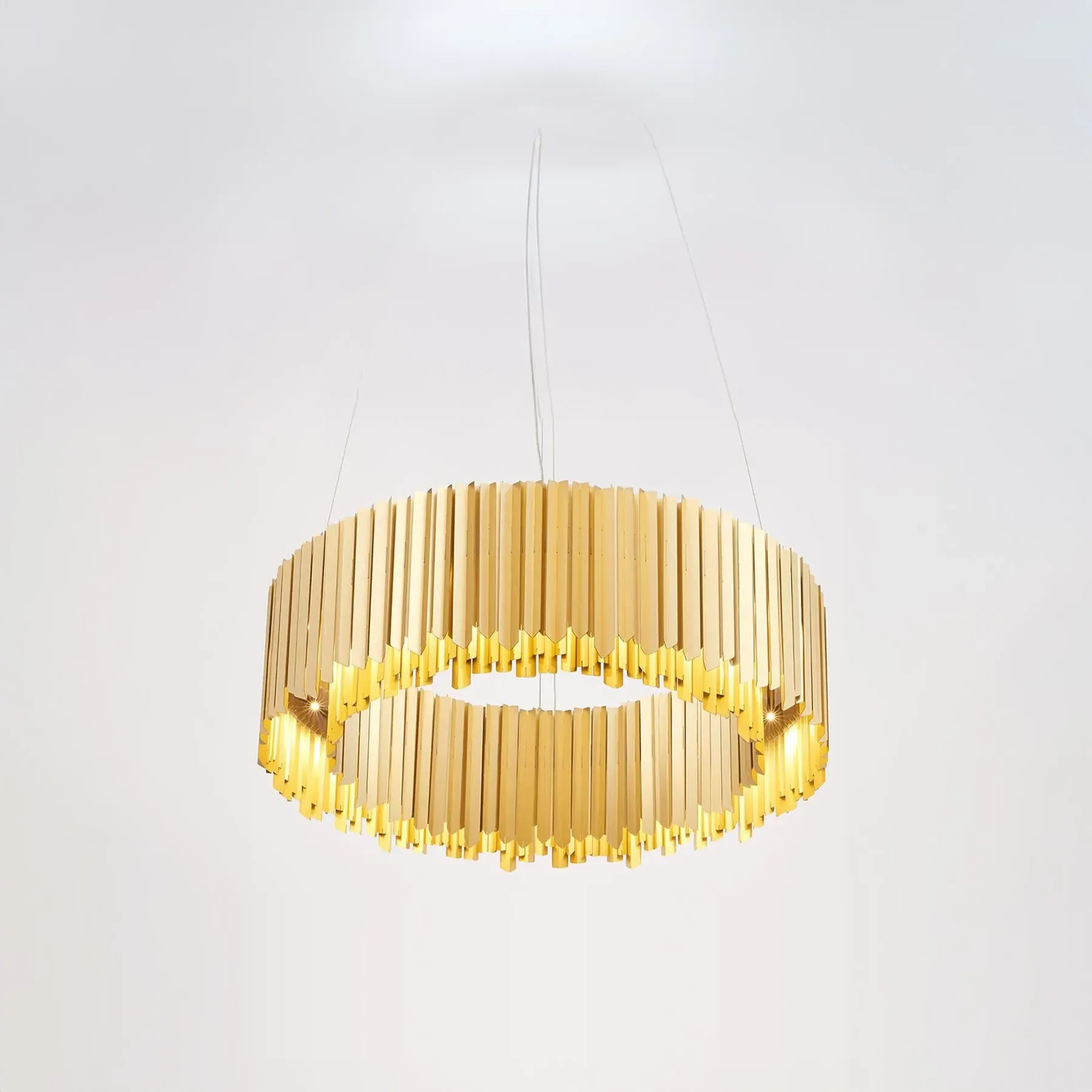 Medium Facet Chandelier with LED - Satin Gold