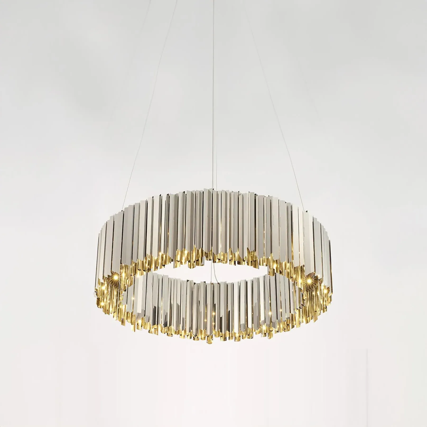 Medium Facet Chandelier with LED - Steel