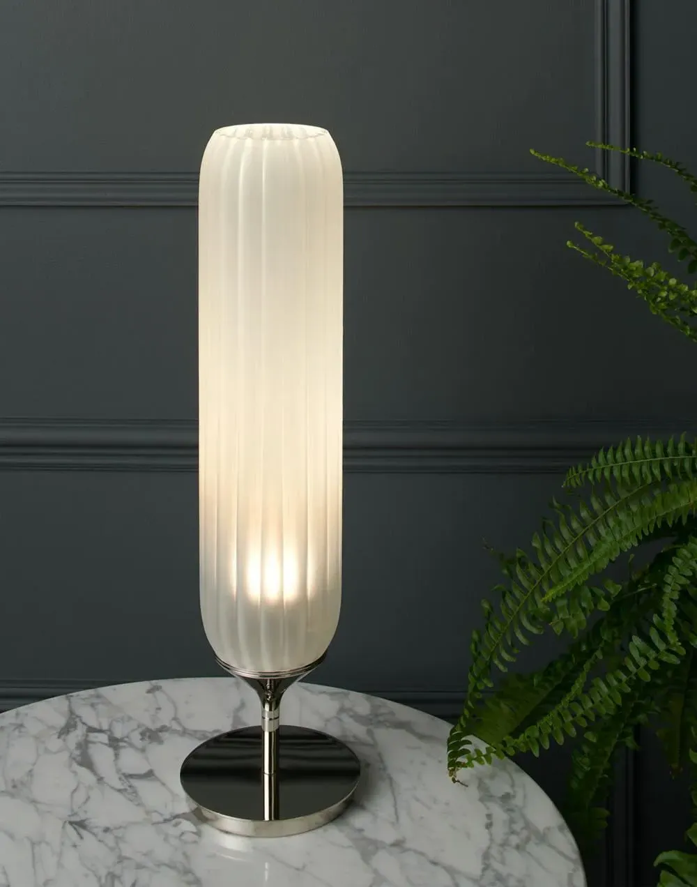 Pod Table Lamp with Glass Diffuser - Nickel