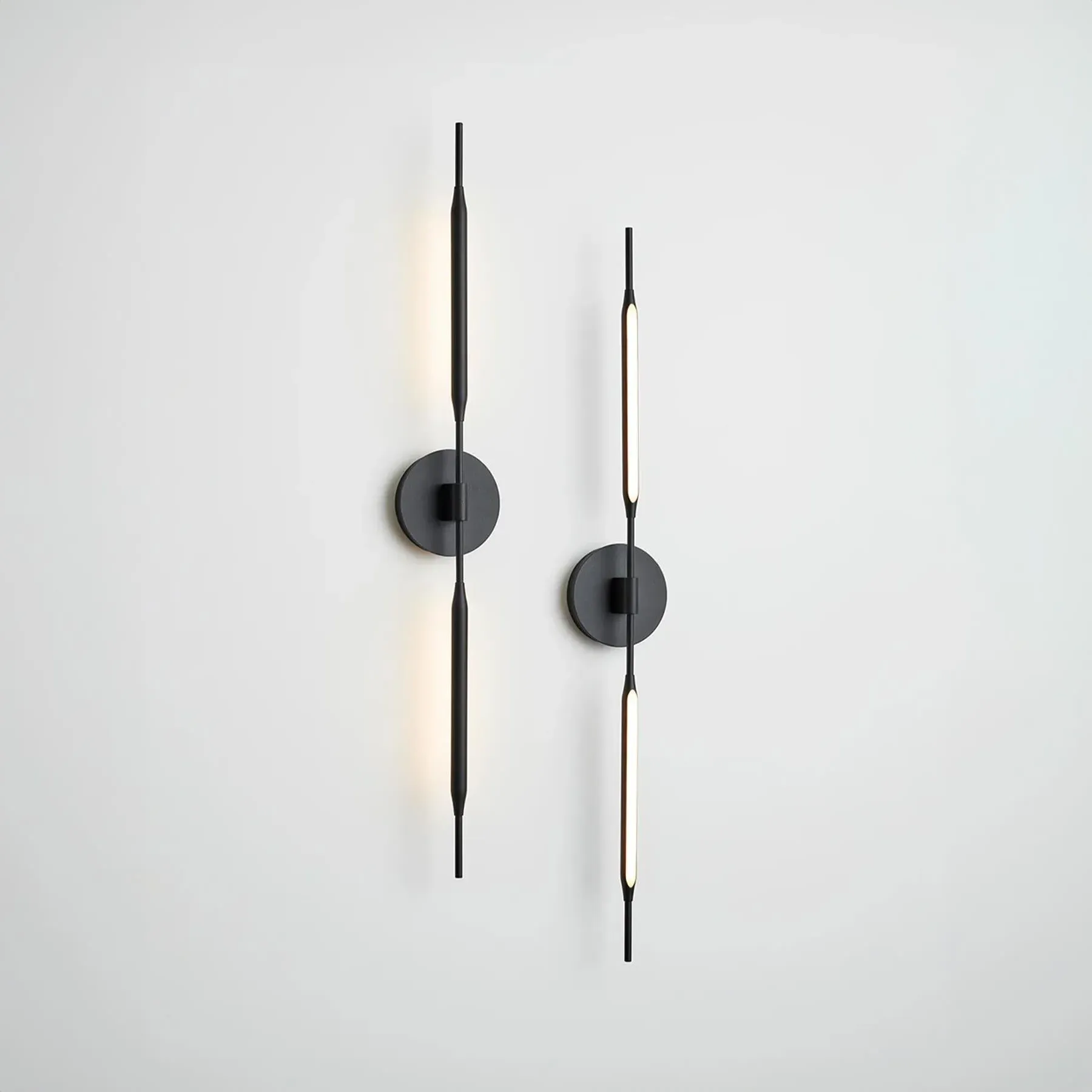Reed Wall Light with Glass Shade - Black, Metal
