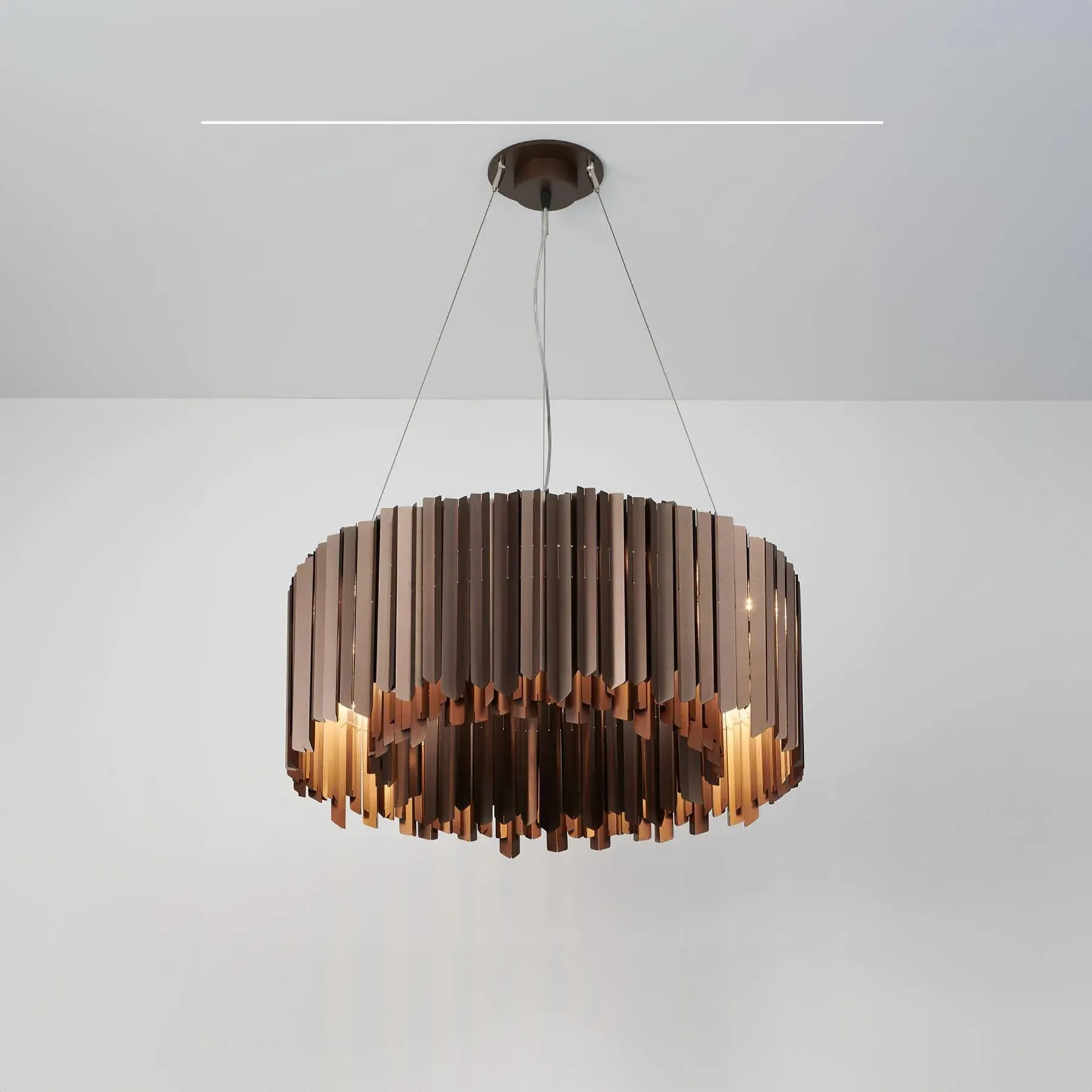 Small Facet Chandelier with LED - Satin Bronze