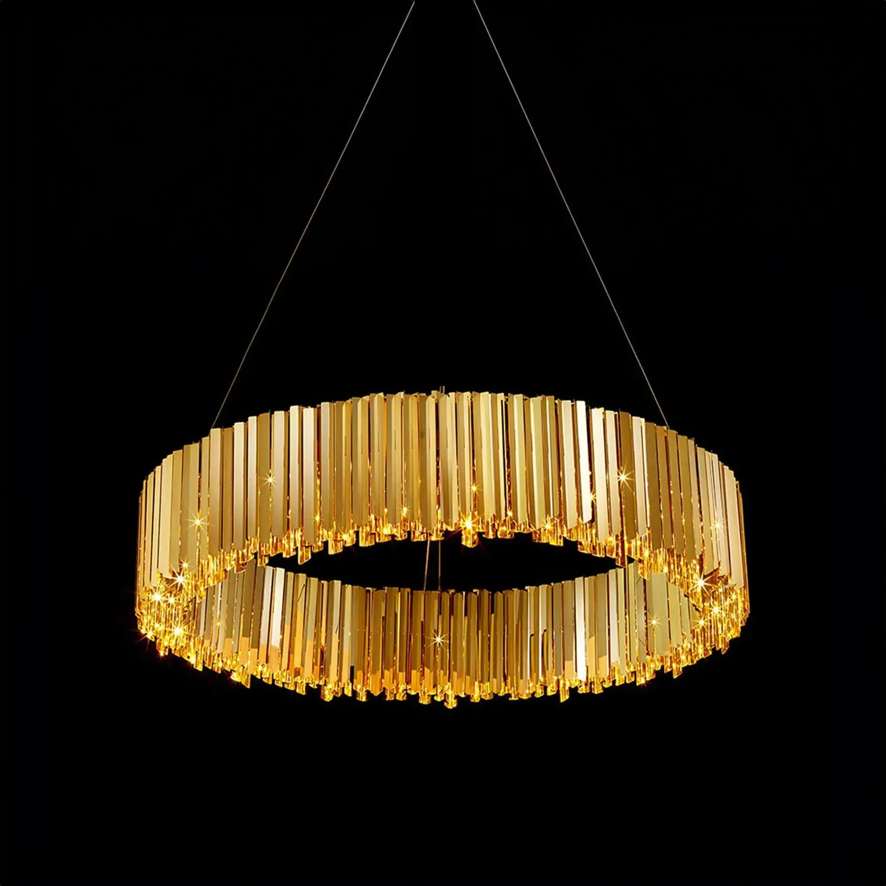 Small Facet Chandelier with LED - Steel
