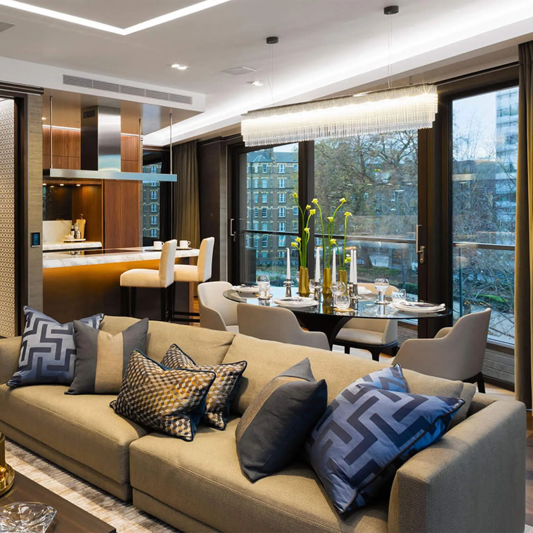 Thin Linear Chandelier - Metal