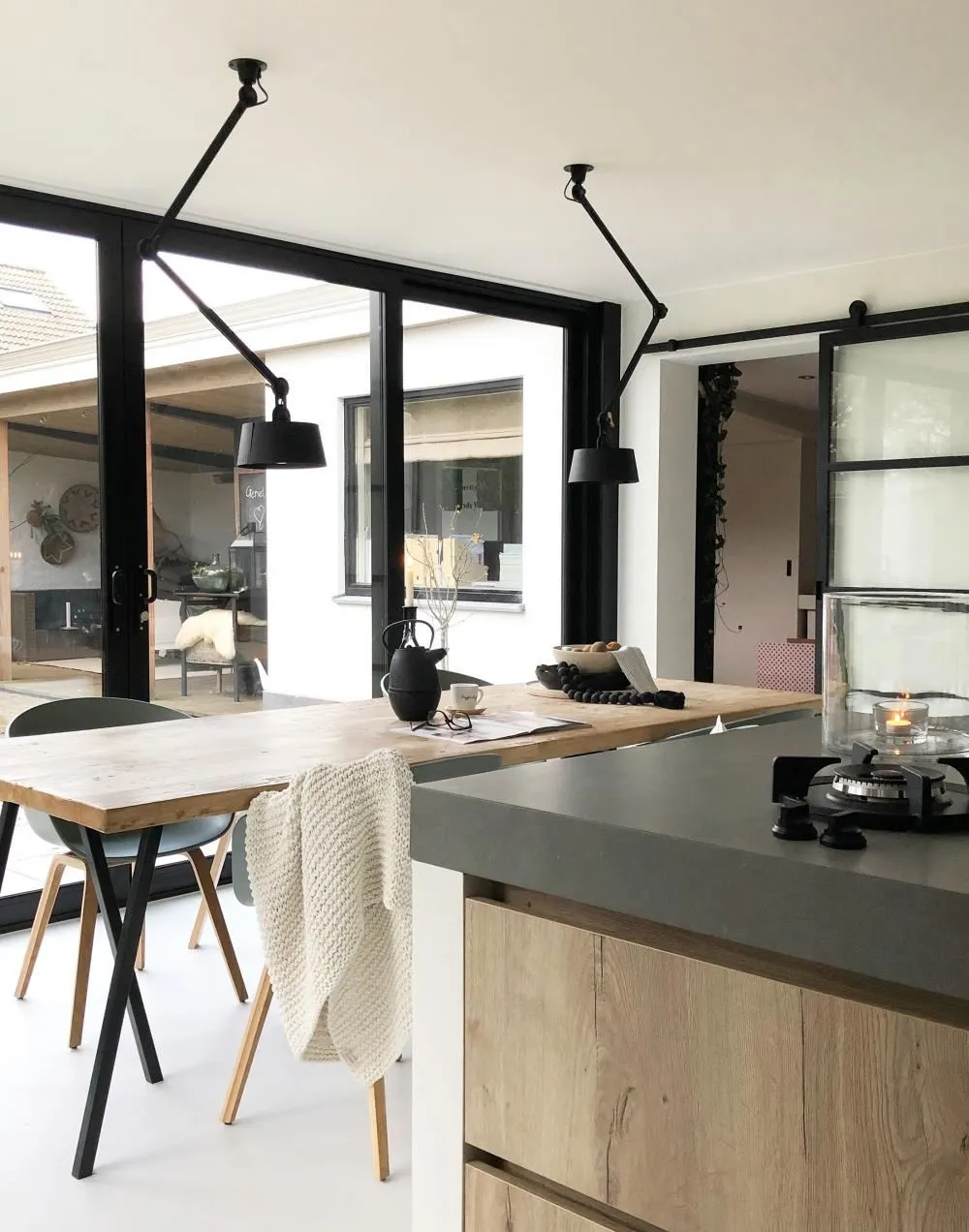 Bolt Double Arm Ceiling Lamp Side Fit - Ash Grey