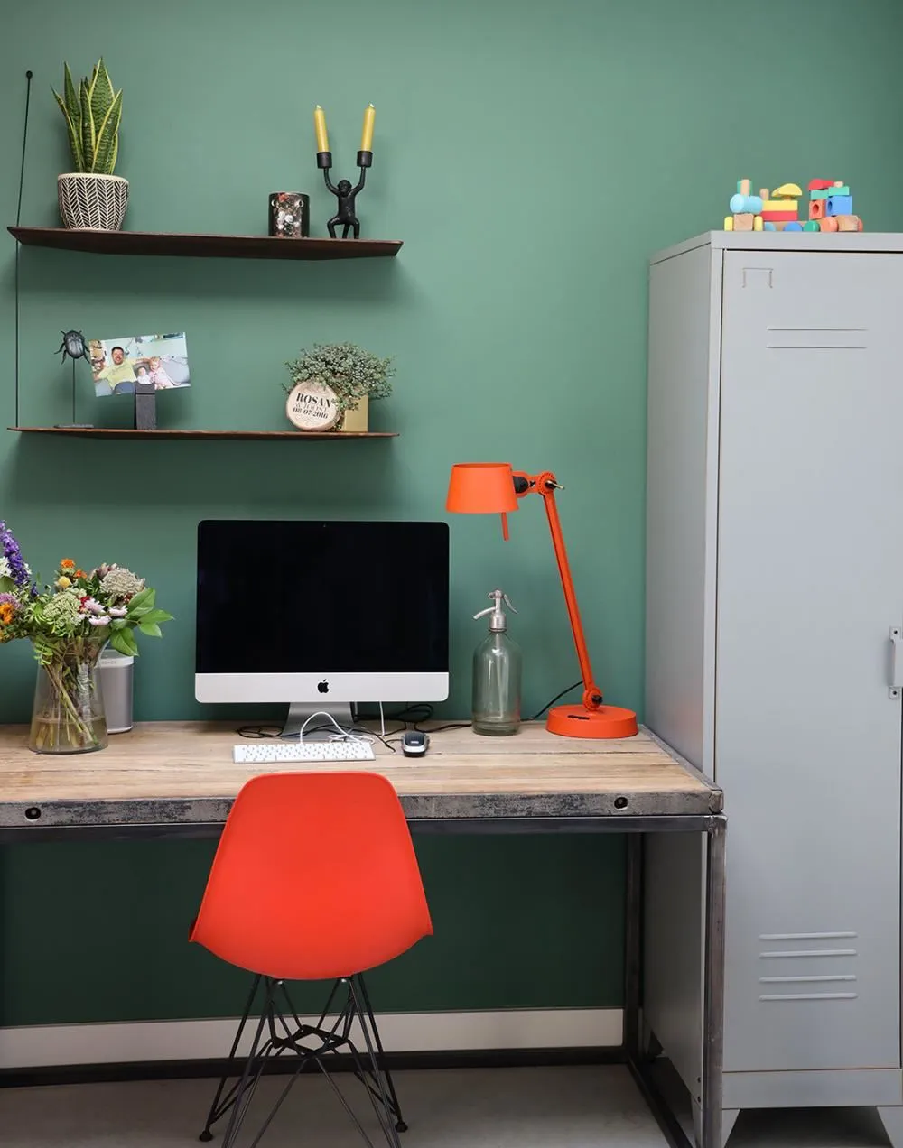 Single Arm Desk Lamp - Flux Green, Brass