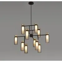 12-Light Chandelier with Glass Diffusers - Metal