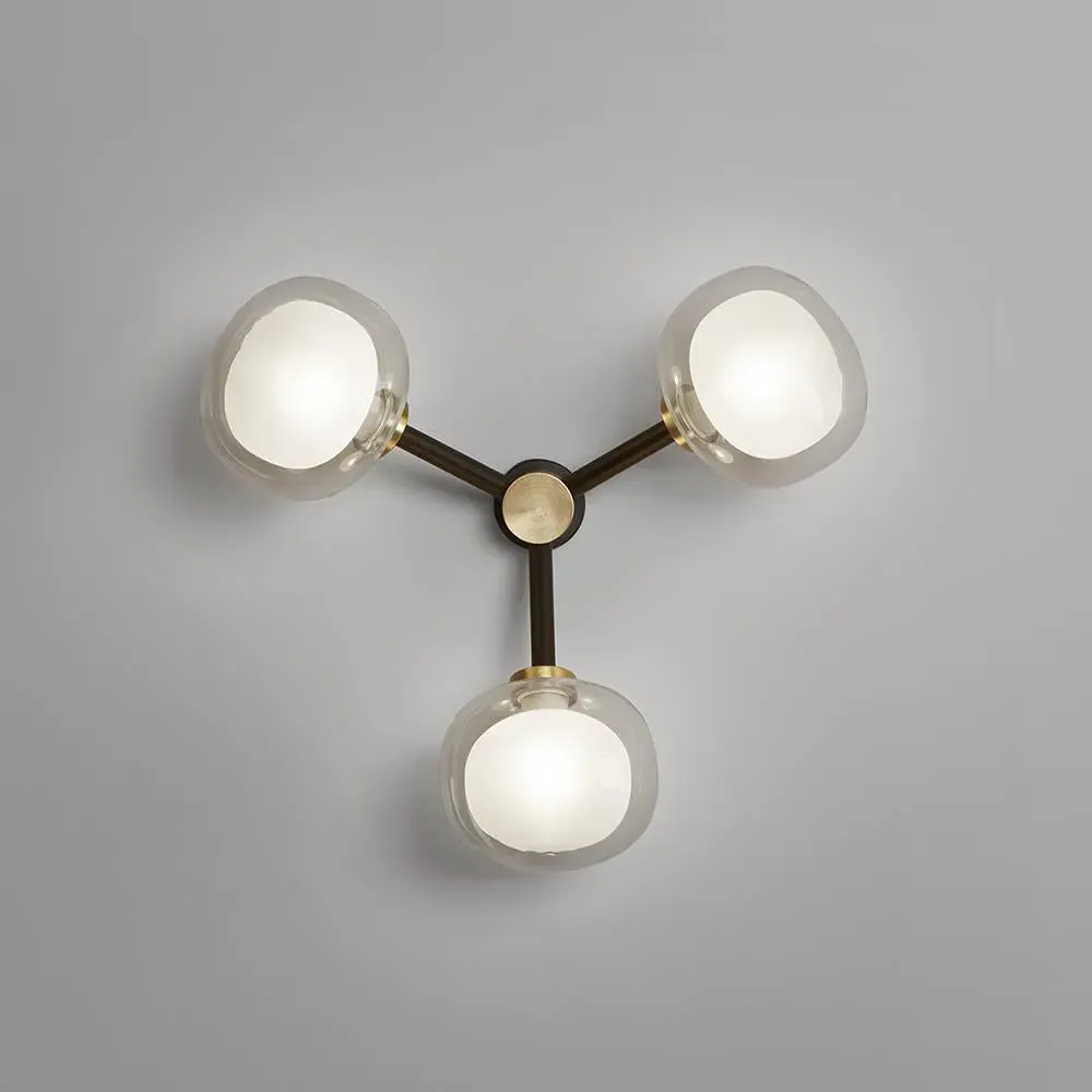 3-Light Wall Ceiling Lamp - Glass, Metal